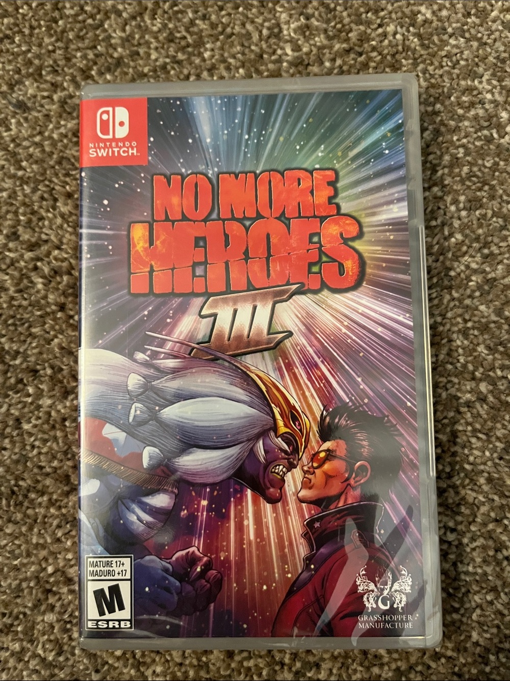 Nintendo Switch No More Heroes III Back Cover Artwork - Red, Purple, Blue